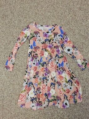Posh Peanut Pink Floral Long-Sleeve Twirl Dress 4T Soft